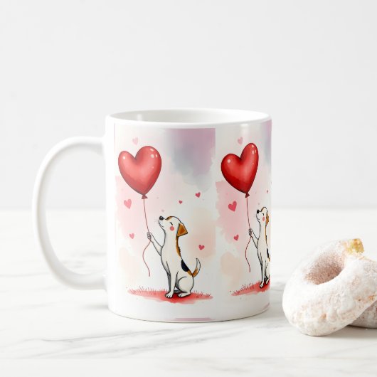 Valentijnsdag Hond Rode Hart Mokken (Met donut)