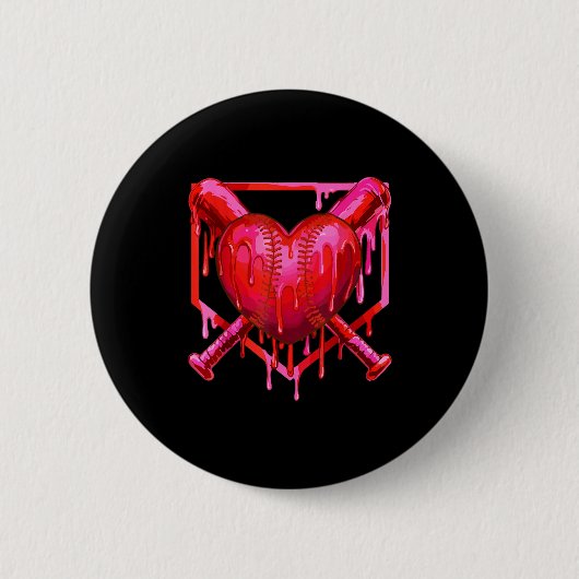 Valentijnsdag honkbal grappig rood hart Dab jongen Ronde Button 5,7 Cm (Voorkant)