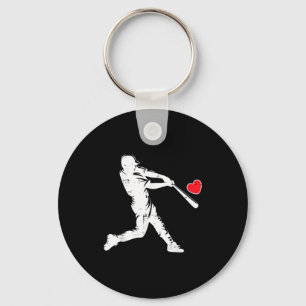 Valentijnsdag honkbal slagman silhouet Hart Me Sleutelhanger
