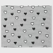 Valentijnsdag hoort zwarte witte strepen cadeaupapier (Vlak)