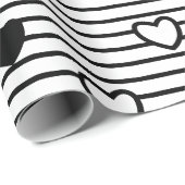 Valentijnsdag hoort zwarte witte strepen cadeaupapier (Rol Hoek)