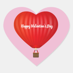 Valentijnsdag Hot Air-ballon Hart Sticker