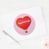 Valentijnsdag Hot Air-ballon Ronde Sticker (Envelop)