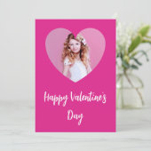 Valentijnsdag hot pink fotomeisje kaart (Staand voorkant)