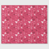 Valentijnsdag Hot Pink Hearts and Arrows Cadeaupapier (Vlak)