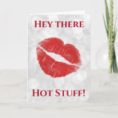 Valentijnsdag Hot Stuff Lips Kiss Kaart (Voorkant)