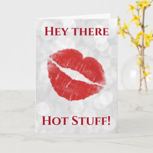 Valentijnsdag Hot Stuff Lips Kiss Kaart (Gele Bloem)