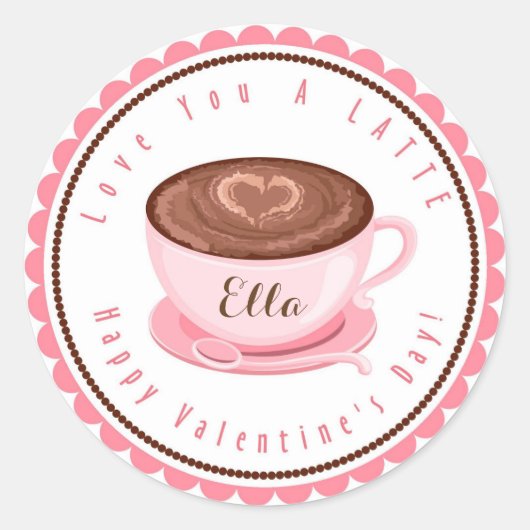 Valentijnsdag Hou van je een Latte Stickers (Voorkant)