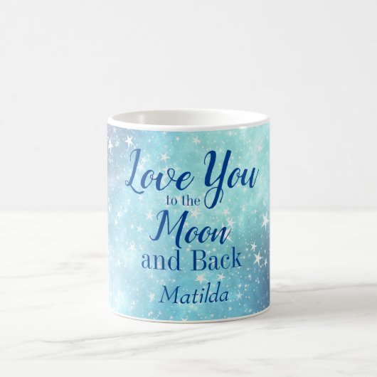 Valentijnsdag houdt van je naar de maan Blue Perso Koffiemok (Center)
