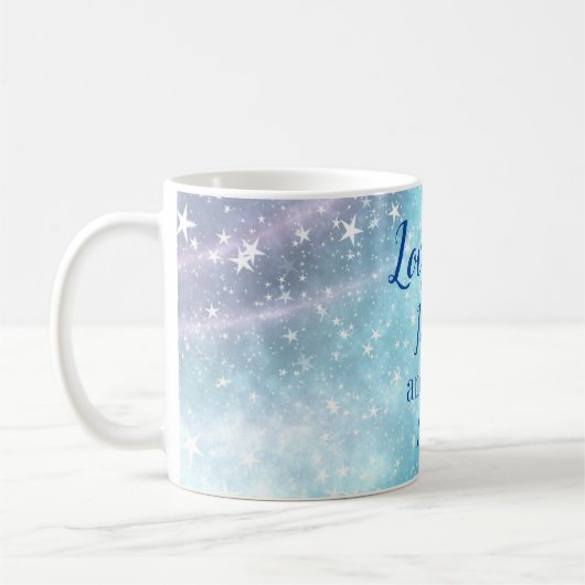 Valentijnsdag houdt van je naar de maan Blue Perso Koffiemok (Links)