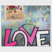 Valentijnsdag houdt van roze cadeaupapier (Vlak)