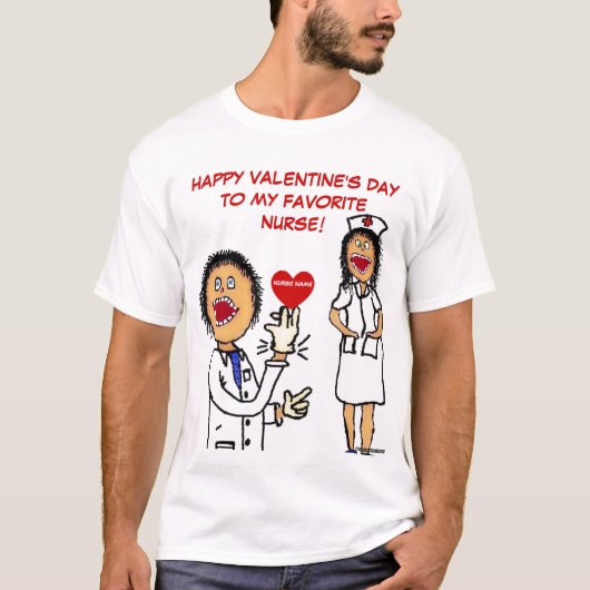 Valentijnsdag houdt van verpleegster t-shirt (Voorkant)