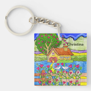 Valentijnsdag House of Hearts met Doves Sleutelhanger