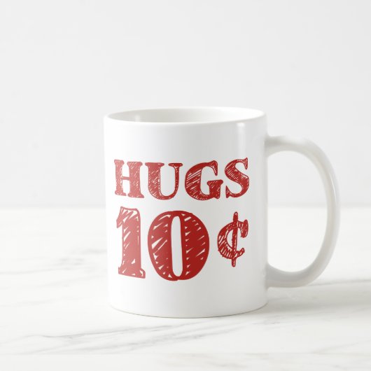 Valentijnsdag Hugs 10 cent Koffiemok (Rechts)