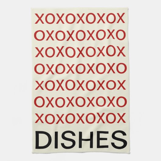 VALENTIJNSDAG HUGS EN KISSES KITCHEN DISH TOWEL THEEDOEK (Verticaal)