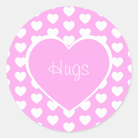 Valentijnsdag Hugs Pink Ronde Sticker (Voorkant)