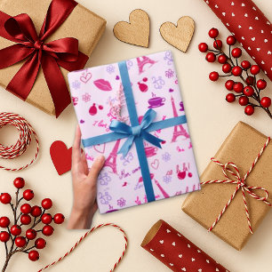 Valentijnsdag I Love Paris Cadeaupapier