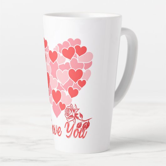 Valentijnsdag I Love You harten en roos Latte Mok (Rechterhoek)