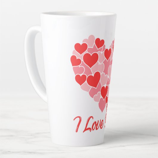 Valentijnsdag I Love You harten en roos Latte Mok (Linkerhoek)