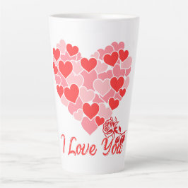 Valentijnsdag I Love You harten en roos Latte Mok