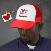 Valentijnsdag "I Love You" Red Heart Design Naam Trucker Pet