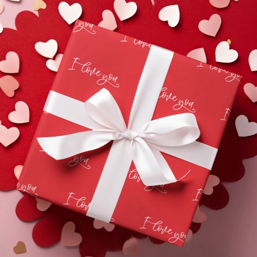 Valentijnsdag I Love You Script Cadeaupapier
