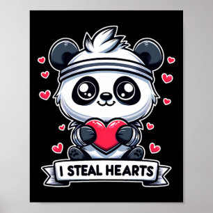 Valentijnsdag I Steal Hearts Panda Beer Schattige Poster