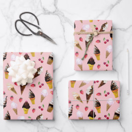 Valentijnsdag Ice Cream handgetekende Waterverf Inpakpapier Vel