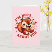 Valentijnsdag 'Ik ben gek op je' Eekhoorn Kaart (Gele Bloem)