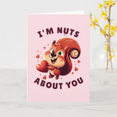 Valentijnsdag 'Ik ben gek op jou' Eekhoorn Kaart (Gele Bloem)