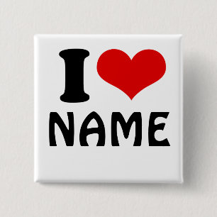 Valentijnsdag Ik hou van Aangepast hart Vierkante Button 5,1 Cm