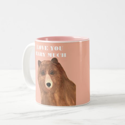 Valentijnsdag, ik hou van je Beary Much Tweekleurige Koffiemok (Voorkant links)