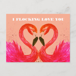 Valentijnsdag Ik hou van je Flamingo Birds Briefkaart