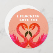 Valentijnsdag Ik hou van je Flamingo Birds Feestdagenkaart (Voorkant / Achterkant)