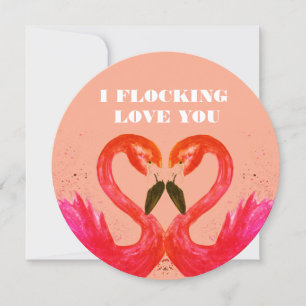 Valentijnsdag Ik hou van je Flamingo Birds Feestdagenkaart