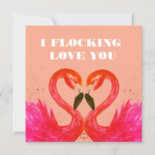Valentijnsdag Ik hou van je Flamingo Birds Feestdagenkaart
