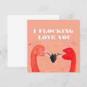 Valentijnsdag Ik hou van je Flamingo Birds Feestdagenkaart (Voorkant / Achterkant)