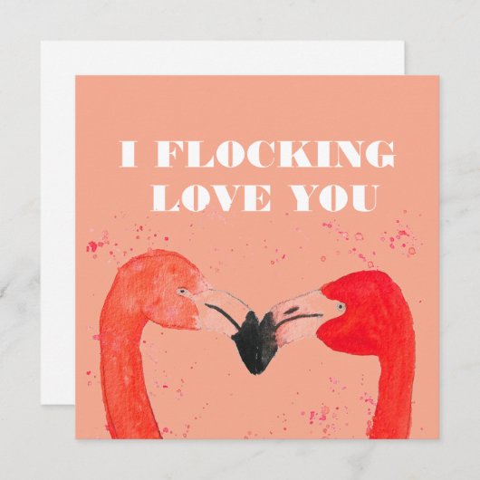 Valentijnsdag Ik hou van je Flamingo Birds Feestdagenkaart (Voorkant / Achterkant)