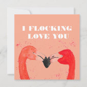 Valentijnsdag Ik hou van je Flamingo Birds Feestdagenkaart (Voorkant)
