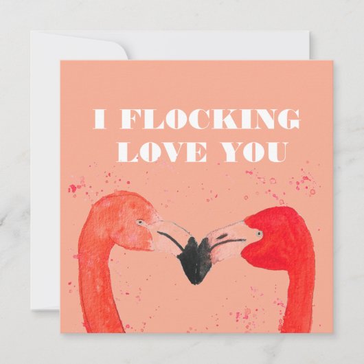 Valentijnsdag Ik hou van je Flamingo Birds Feestdagenkaart (Voorkant)