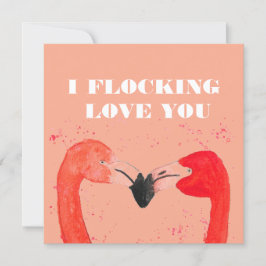 Valentijnsdag Ik hou van je Flamingo Birds Feestdagenkaart