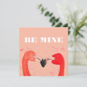 Valentijnsdag Ik hou van je Flamingo Birds Feestdagenkaart (Staand voorkant)