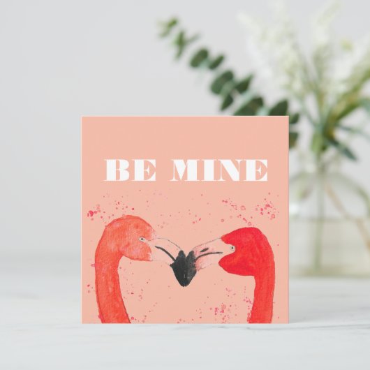 Valentijnsdag Ik hou van je Flamingo Birds Feestdagenkaart (Staand voorkant)