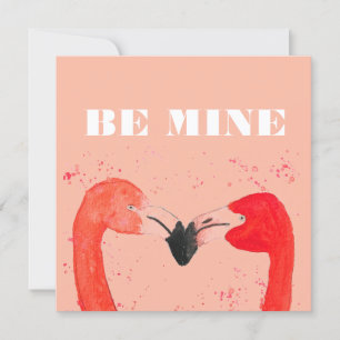 Valentijnsdag Ik hou van je Flamingo Birds Feestdagenkaart