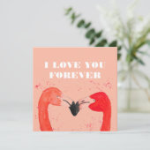 Valentijnsdag Ik hou van je Flamingo Birds Feestdagenkaart (Staand voorkant)