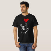Valentijnsdag Ik hou van je hand teken ASL hart T-shirt (Voorkant volledig)