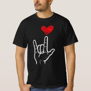 Valentijnsdag Ik hou van je hand teken ASL hart T-shirt