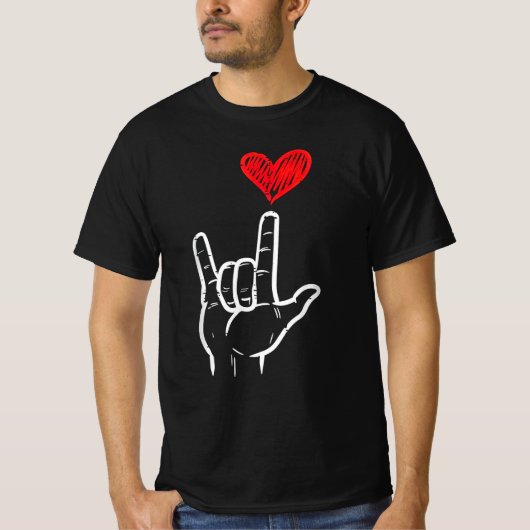 Valentijnsdag Ik hou van je hand teken ASL hart T-shirt (Voorkant)