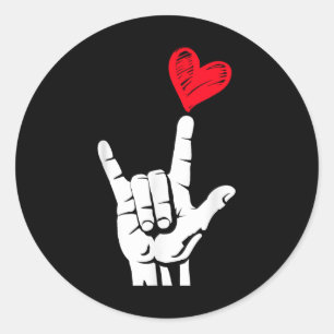Valentijnsdag Ik hou van je hand teken ASL hart vr Ronde Sticker