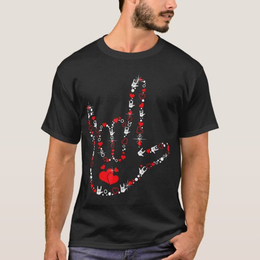 Valentijnsdag Ik hou van je hand teken ASL hart vr T-shirt (Voorkant)